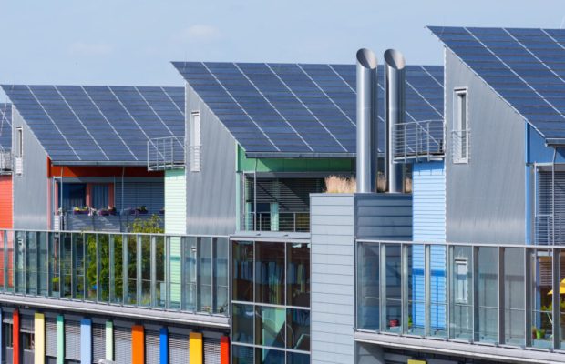 Details of the Sunship in green City, Freiburg. The solar sunship is in the solar village Vauban in Freiburg, Black Forest, Germany. It is known for its use of alternative and renewbale energy.