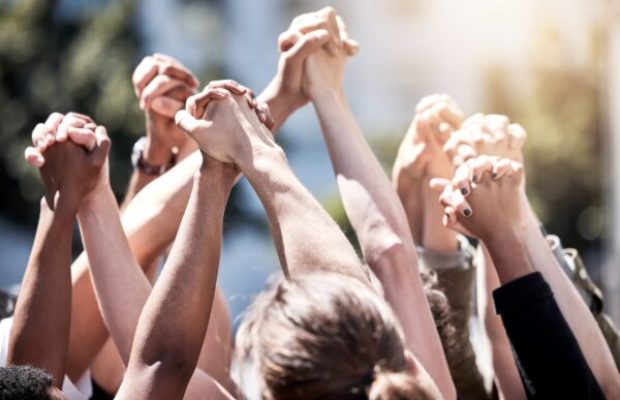 Hands,,Together,And,People,For,Protest,With,Community,,Human,Rights